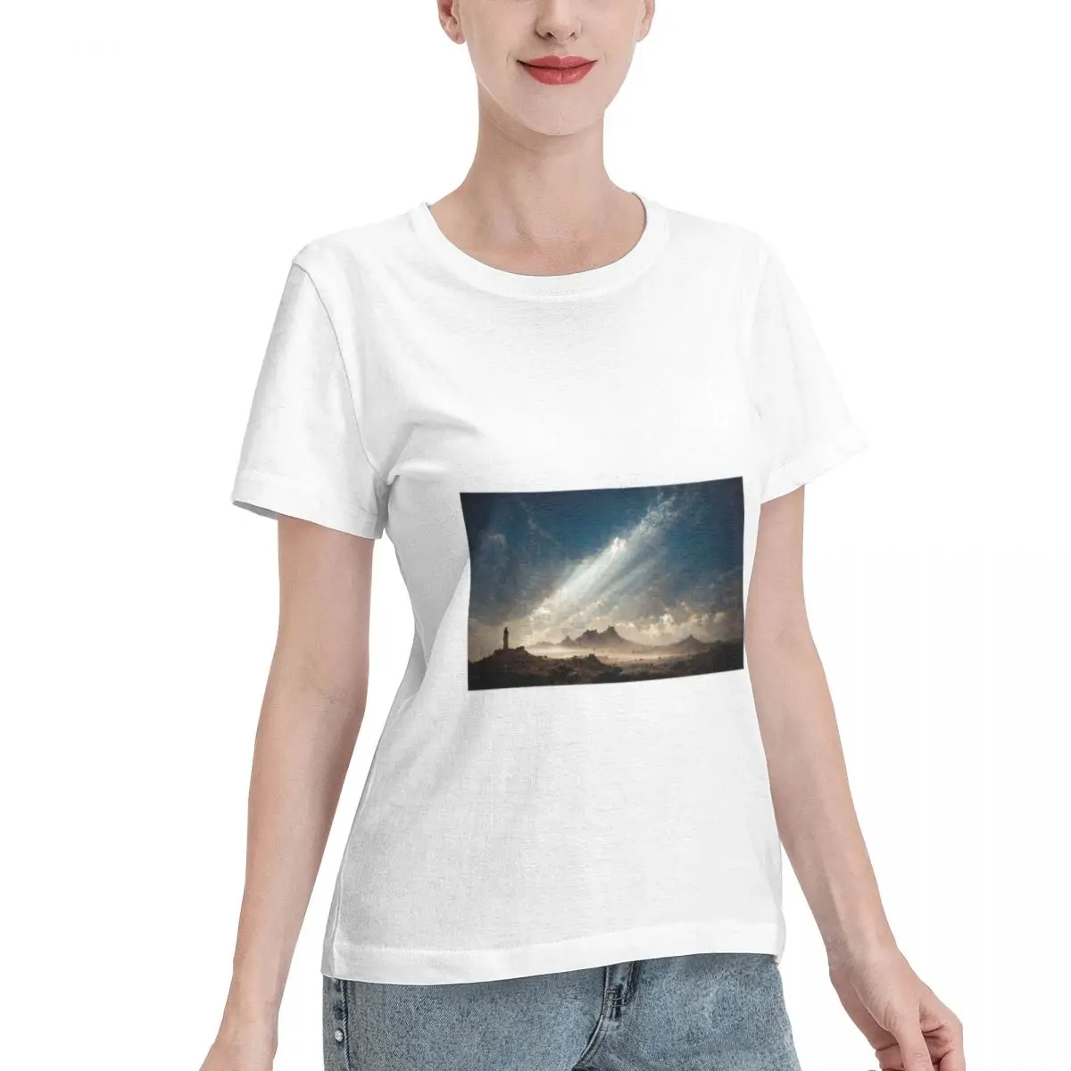 Wardrobe Filler Light Of Hope Dramatic Illustration Women's T-shirt Lounge Wear Non Shrink Tshirt