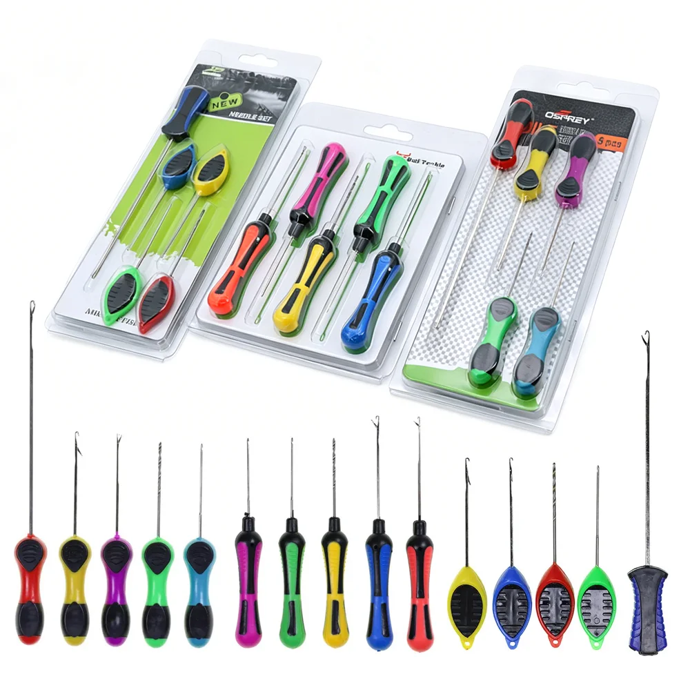  5pcs/set Carp Fishing Bait Needle Set Stainless Steel Bait Drill Pop Up Boilies Rigs Splicing Pins Needle Carp Making Tools