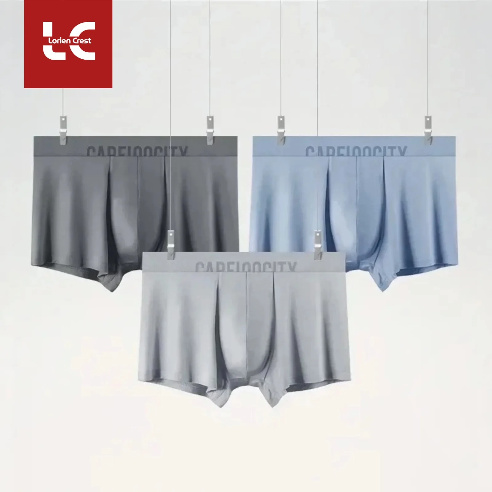 

3 шт.【LORIEN CREST】Мужское бесшовное нижнее белье из модала, дышащие однотонные трусы-боксеры, удобные модные трусы