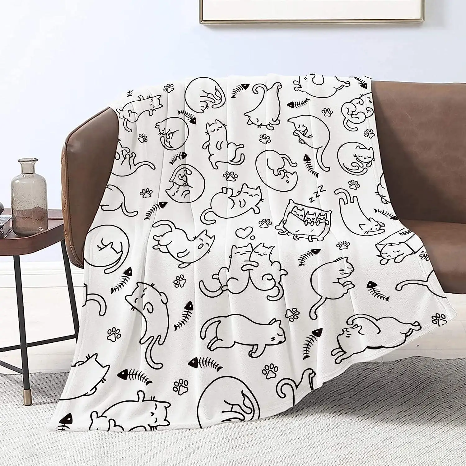 

English blessing message digital-printed polyester Bedroom velvet flannel soft sofa cover blanket Fleece soft sofa cover