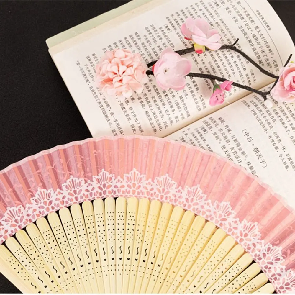 Chinese Style Folding Folding Fan Change Color With Tassel Dance Fan Silk Cloth Bamboo Summer