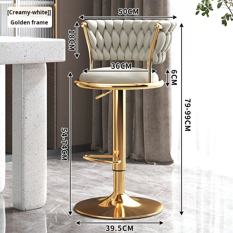 Chaise de bar relevable avec dossier en velours, tabouret de bar haut de cuisine, mobilier nordique pour café