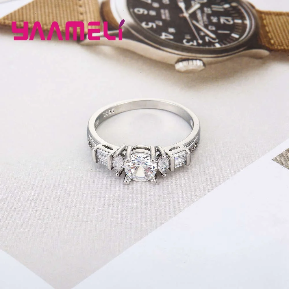 Wedding/Engagement Real 925 Sterling Silver Finger Rings Good Quality Cubic Zirconia Crystal Jewelry For Women Bridal
