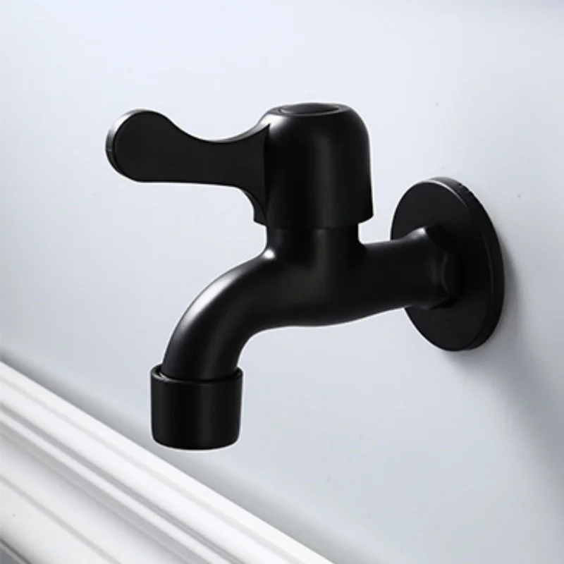 

Black Washing Machine Faucet Single Cold Stainless Steel Outdoor Faucet Wall Mounted Garden Faucet Bathroom Corner Faucet