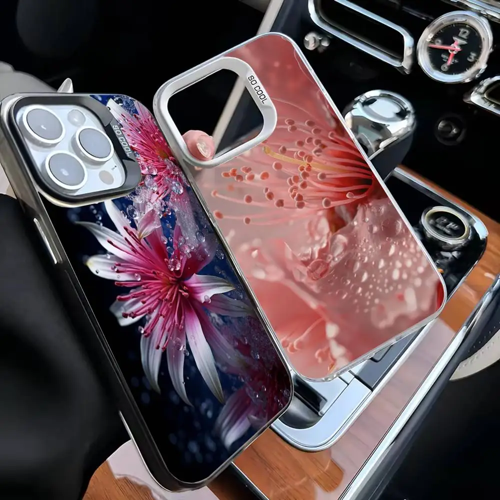 

Delicate water drop flowers Phone Case For iPhone 16,15,14,13,12,11,Mini,Pro,MAX Black Matte Shockproof Cover