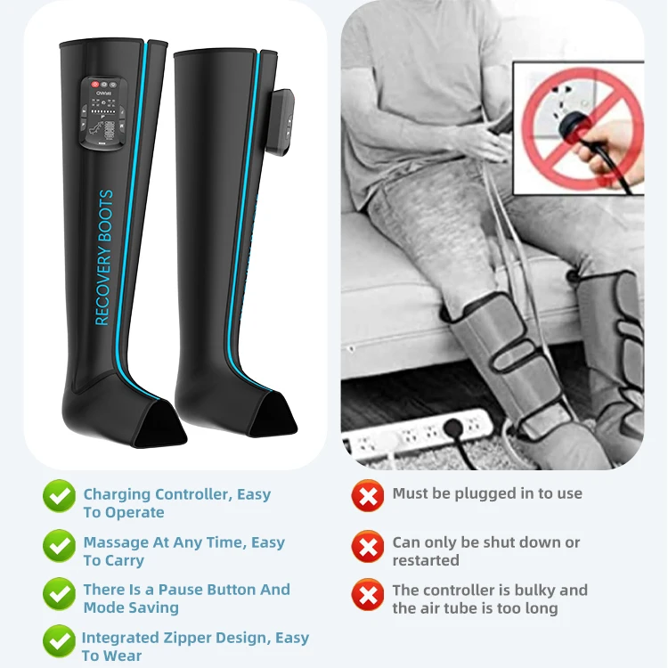 Heat  Rechargeable  Therapie Wireless Full Body 5 Chamber Custom System Muscle Air Recovery Pump Boots Leg Massager