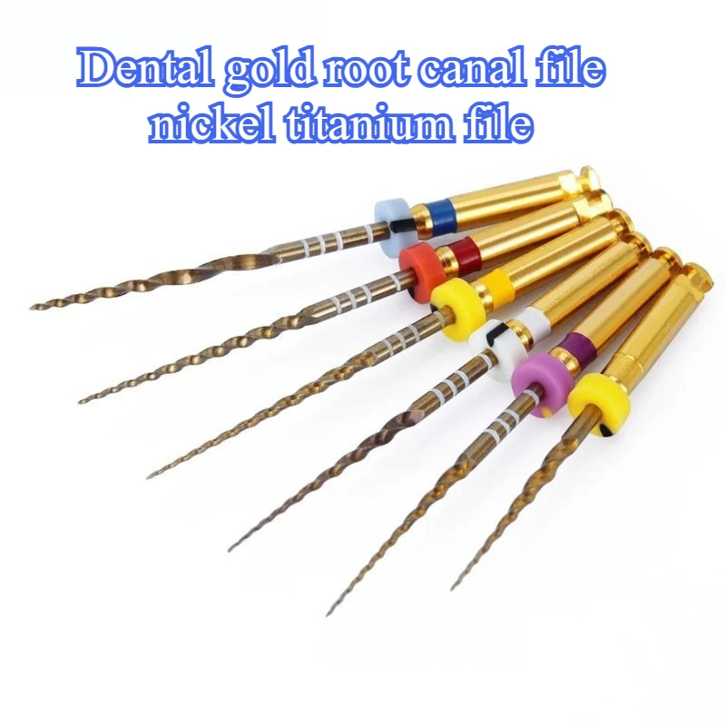 

6 шт./компл., стоматологический напильник для корневых каналов золотого цвета, никель-титановый напильник, устойчивый к коррозии, износостойкий лабораторный материал, компоненты, инструмент