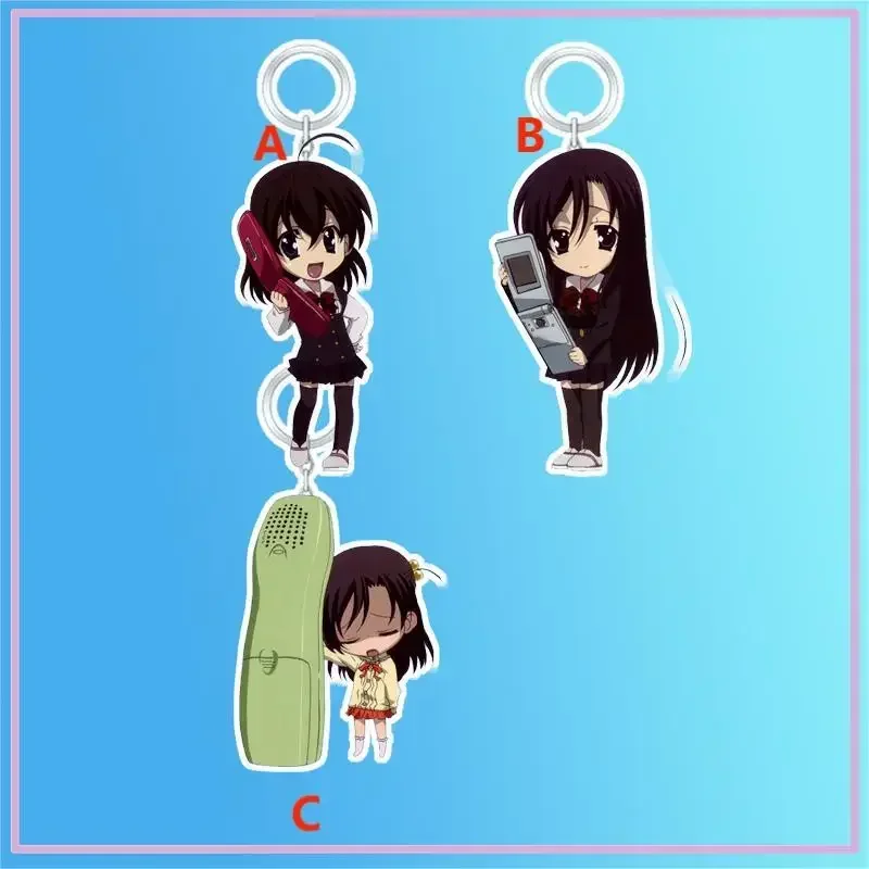 Anime Keychain Saionji Sekai Katsura Kotonoha Acrylic Keyring Strap Figure Hanging Accessories 6cm