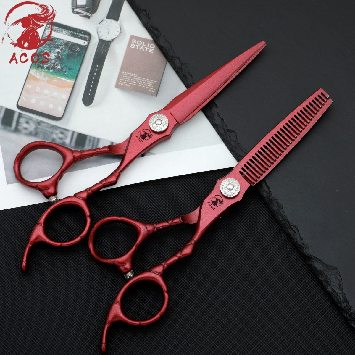 ACOS Professional Barbershop Scissors Set 440C Steel 6-inch Hair Thinning Clippers for Household Barber Tools