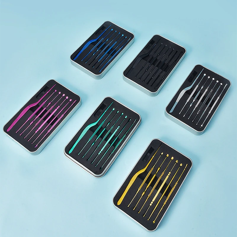 مجموعة أدوات إزالة شمع الأذن الربيعية الملونة ذات الرأس المزدوج، مغرفة تنظيف الأذن الآمنة للعناية الشخصية للبالغين #6