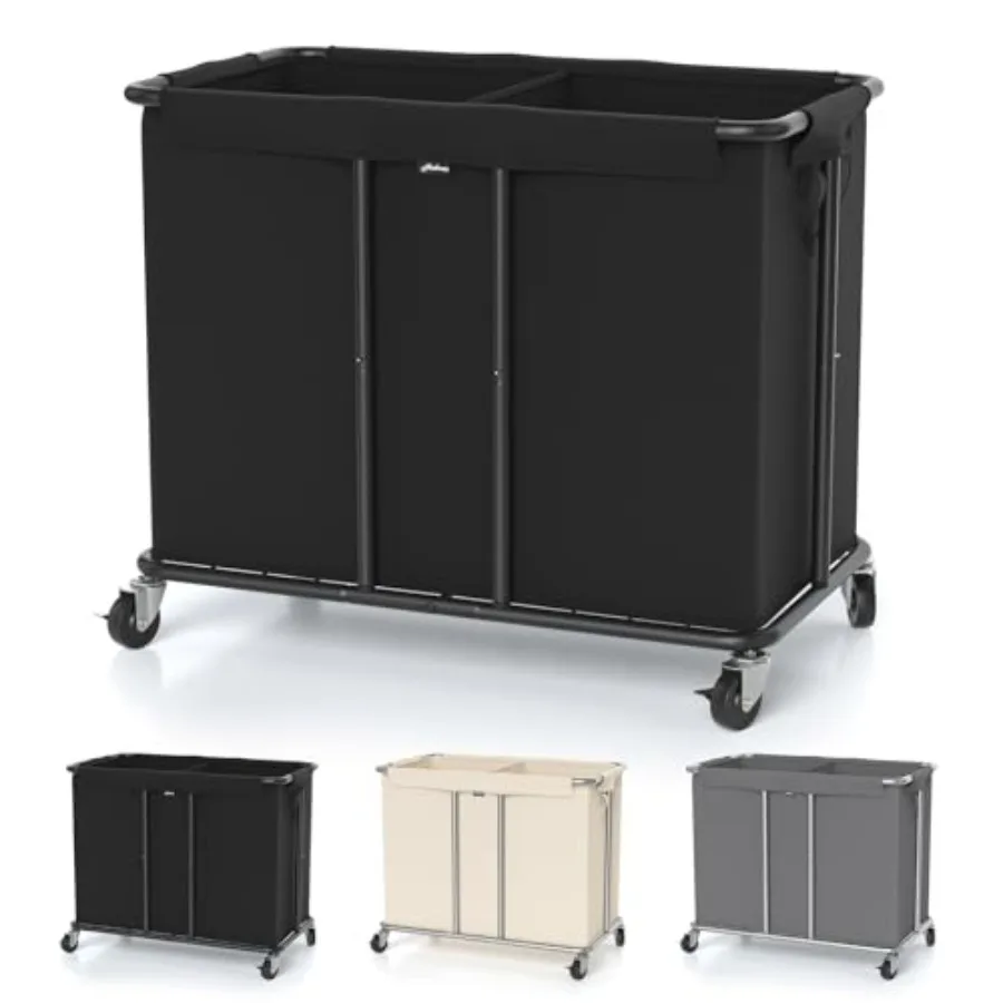 

Laundry Hamper with Wheels 2-Section 230L 61Gal Large Capacity Heavy-Duty Rolling Clothes Basket with Silent Rubber Casters and