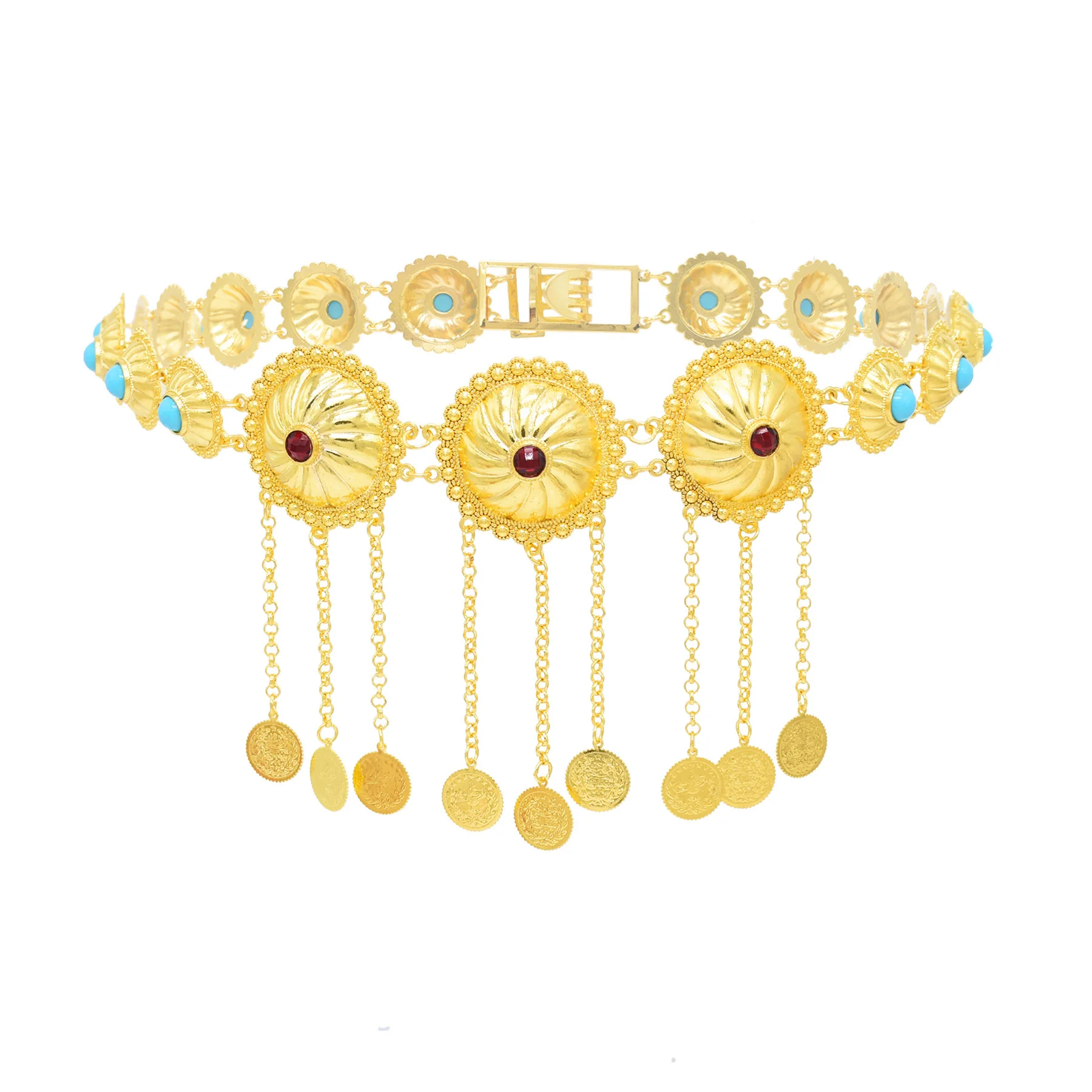 Body Jewelry Dubai - Nowa złota półkulista inkrustowana niebieska imitacja