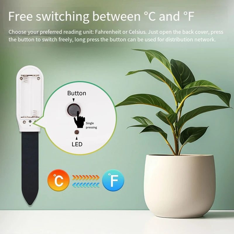 Tuya 2-in-1 Soil Moisture Ambient Temperature Test Meter Plant Intelligent Measuring Instrument Plant Gardening Tool