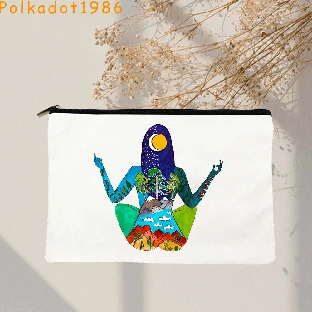 

Mystical Celestial Mosaic Sun and Moon COASTER Goddess Solar Stars Cute Gift Canvas Cosmetic Makeup Bag Pencil Case Zipper Pouch