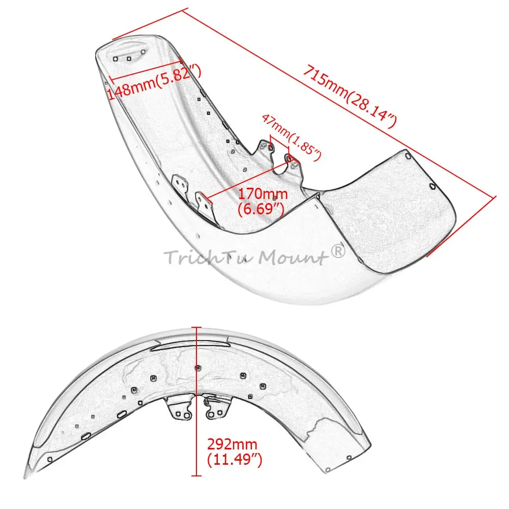 Accessorio moto Parafango anteriore Parafango nero adatto per Harley Road King FLHR/I 2014-2022 Road King Special FLHRXS 2017-2023