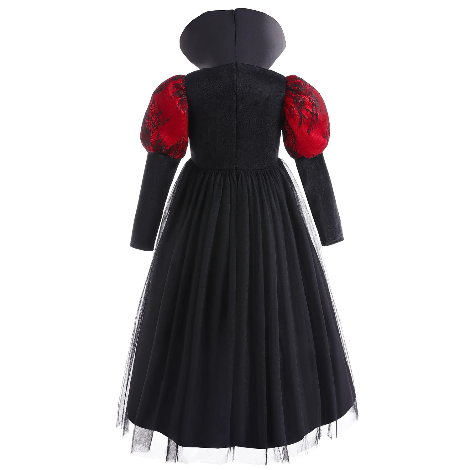 Halloween Meisjes Gothic Demon Boze Koningin Vampier Carnaval Feest Cosplay Kleding Luxe Heks Tutu Lange Jurk Vermomming Kostuum Set