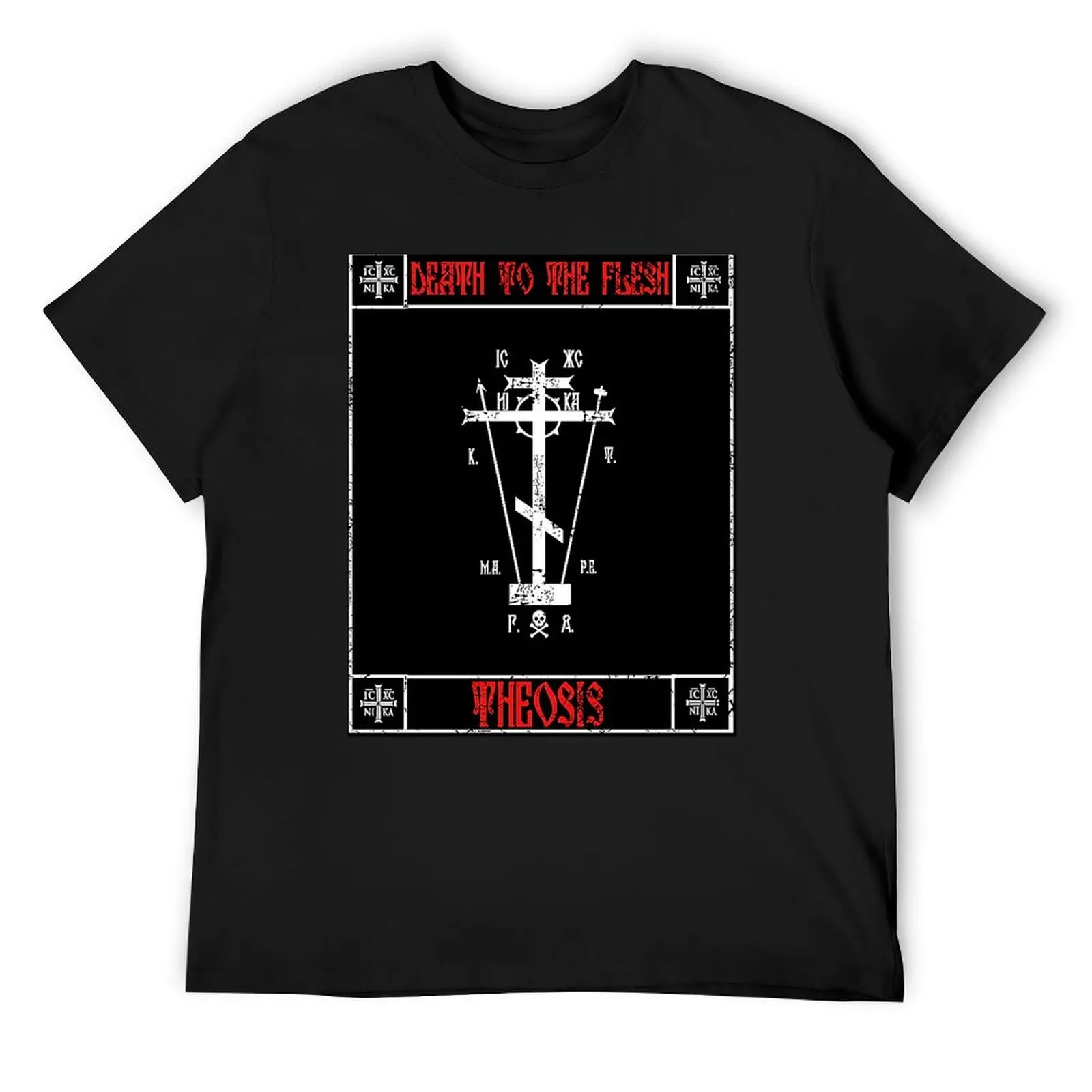 

Eastern Orthodox Christian Death To The Flesh Clothing Line T-Shirt summer tops tshirts personalised mens graphic t-shirts anime