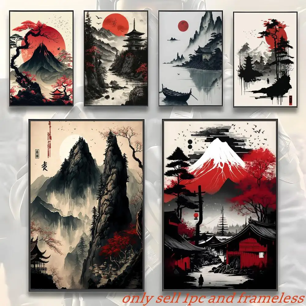 Japanese Art Mountain And Water Poster Gift with prints Home bedroom living room decoration promotion and display