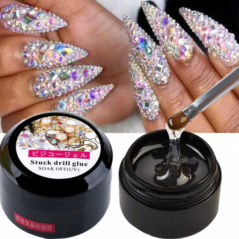 

8ML Easy Stick Nail Patch Gel Fast Drying Rhinestone Decoration Adhesive Bond UV Glue No-Flowing Modelling Stick Tips Nail Glue