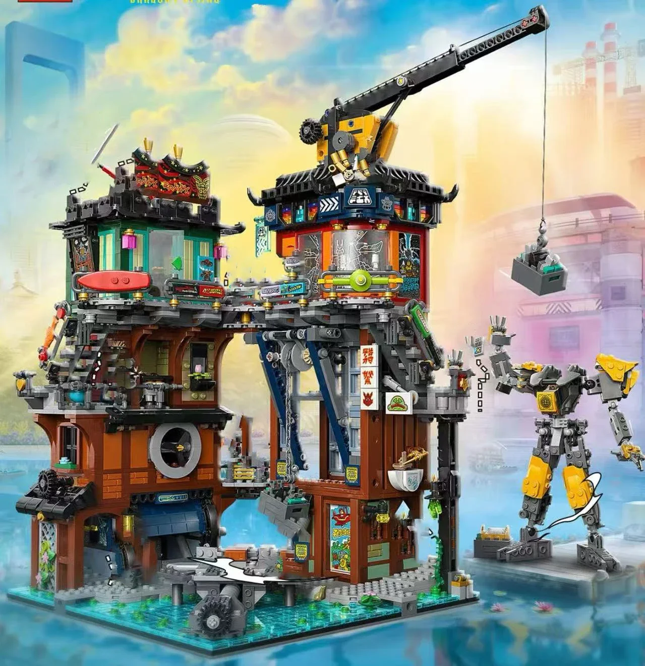 Legolcks Neue 71837 Stadt Werkstätten Modell Baustein Street View Architektur Ziegel DIY Spielzeug