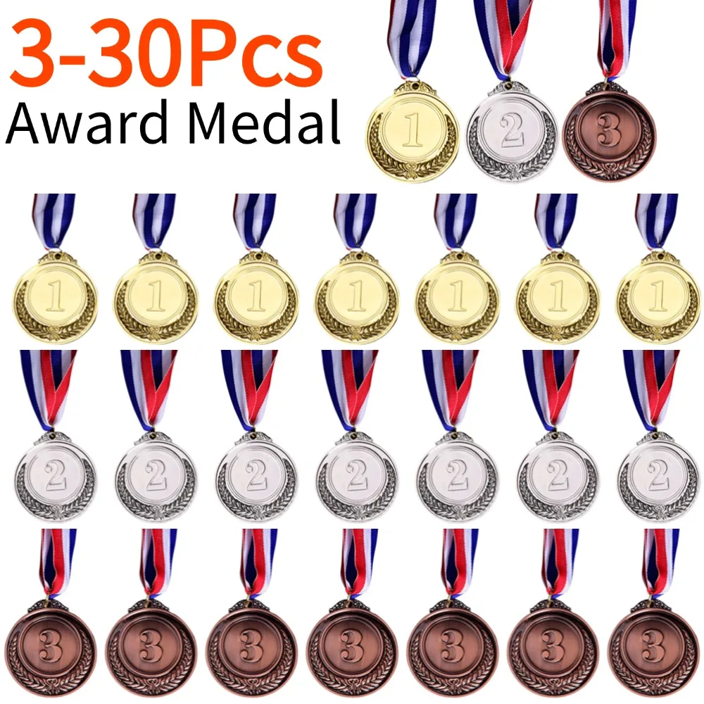 3-30Pcs Gold Silver Bronze Metal Award Medals Winner Reward Football Competition Prizes for Sports Academics Souvenir