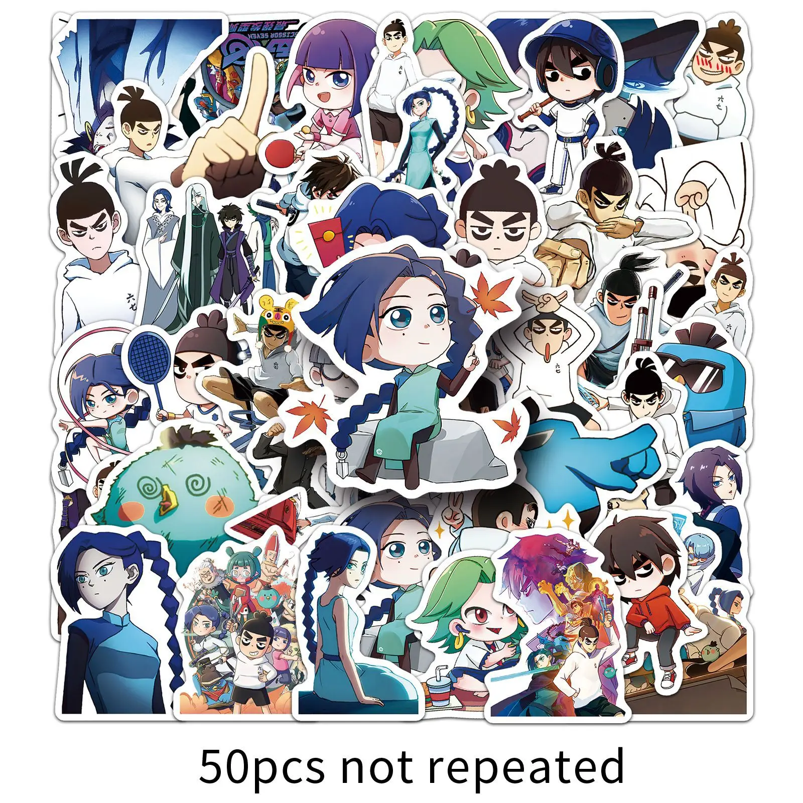 50 قطعة مقص الرسوم المتحركة الكرتونية سبعة ملصقات شخصية باردة متعة الزخرفية دفتر سكيت الكتابة على الجدران صائق لعبة أطفال