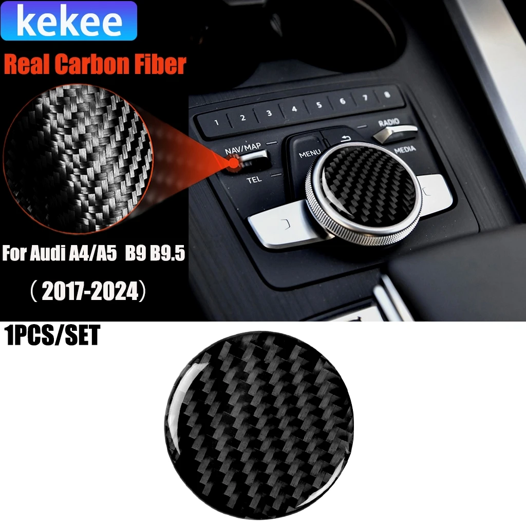 

Carbon Fiber Car Accessories Center Console Knob Modified Interior Trim Cover Sticker For Audi A4/A5 RS4 S4 B9 B9.5 2017-2024
