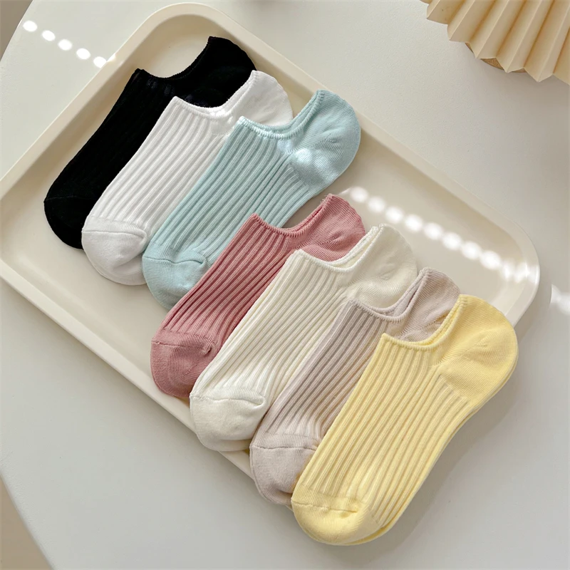 New Women Sock Slippers Solid Color Breathable Casual Invisible Socks Girls Summer High Quality Cotton No Show Socks For Women