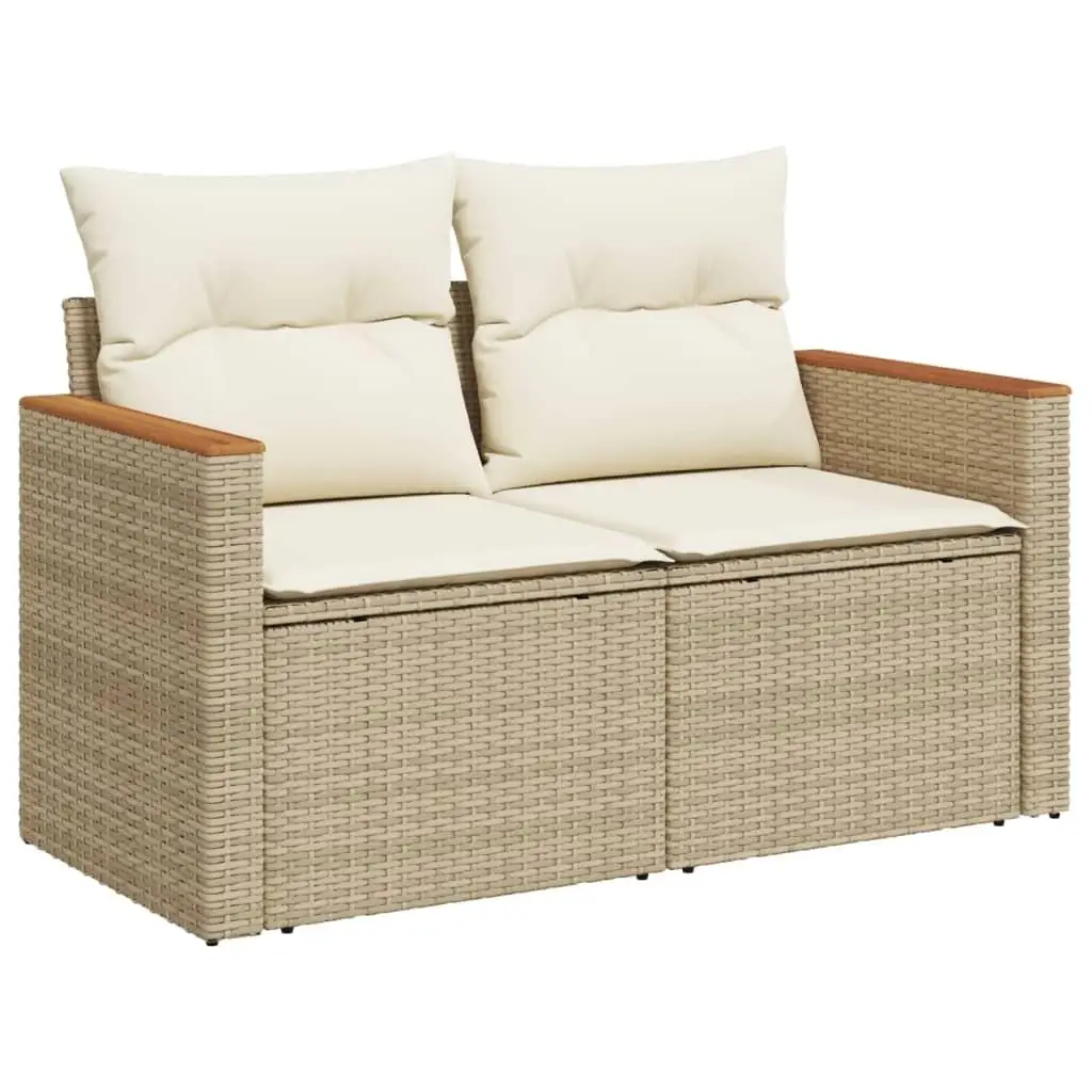 Beige PE Rattan Large Modular Garden Sofa Set Comfortable Outdoor Furniture for Patio and Backyard