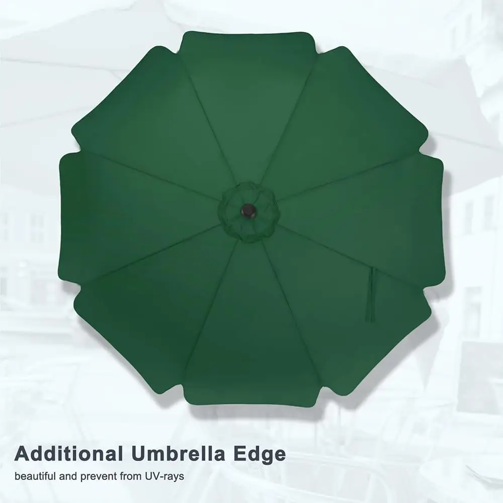 Valance Patio Umbrella For Outdoor Table Market -8 Ribs (9Ft, Forest Green)