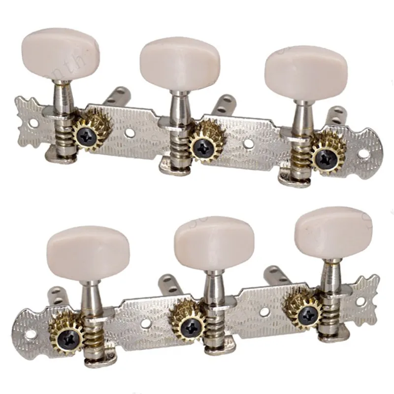 Ein Satz von 2 Stück Chrom Akustik Folk Klassische Gitarre Stimmwirbel Tasten Mechaniken Mechaniken Gitarrenzubehör Teile – Detail 1