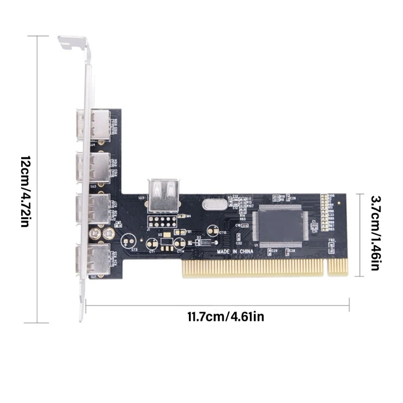 USB 2.0 PCI-kaart 5 poort 4 extern 1 intern PCI-uitbreiding naar USB 2.0-adaptercontroller Hoge snelheid 480 Mbps voor desktop