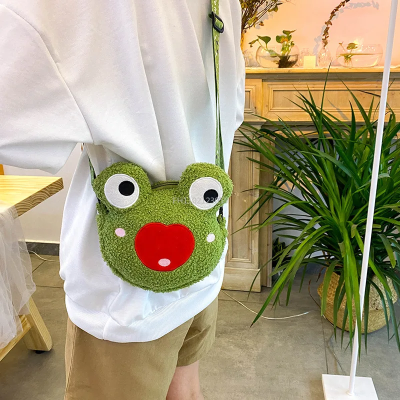 Cute Frog Plush Bag Toys Stuffed Animals Doll CrossBody Shoulder Bag Backpack Coin Purse Wallet Pouch Children Girls Boys Gift