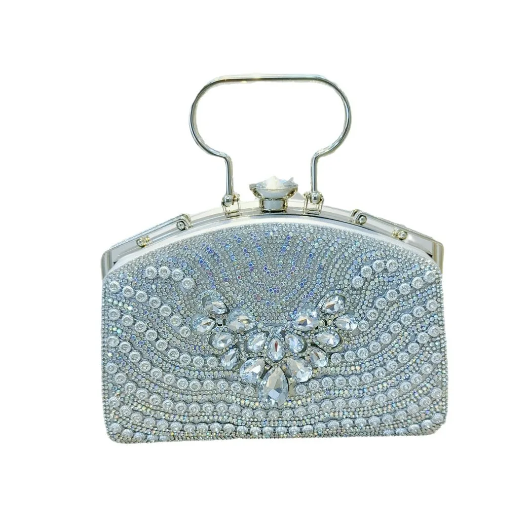 Bolso de mano adornado con diamantes para mujer con correa para el hombro de diamantes de imitación, un gran oblicuo, bolso de cena para banquetes, bolsos para mujer