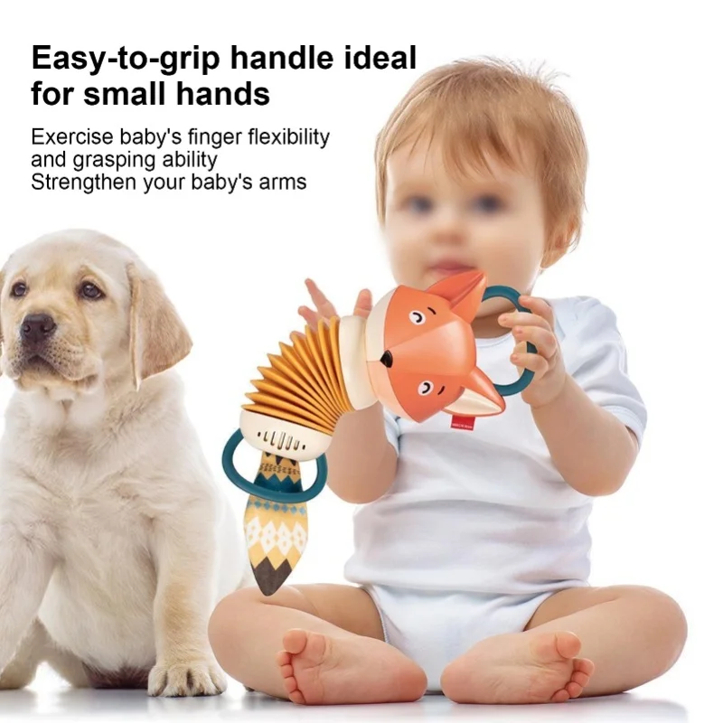 ของเล่นหีบเพลงจิ้งจอกการ์ตูน ของเล่นหีบเพลงจิ้งจอกนุ่มสำหรับเด็ก ของเล่นเสริมพัฒนาการด้านดนตรีสำหรับเด็กเล็ก เครื่องดนตรีเสริมสร้างประสาทสัมผัส