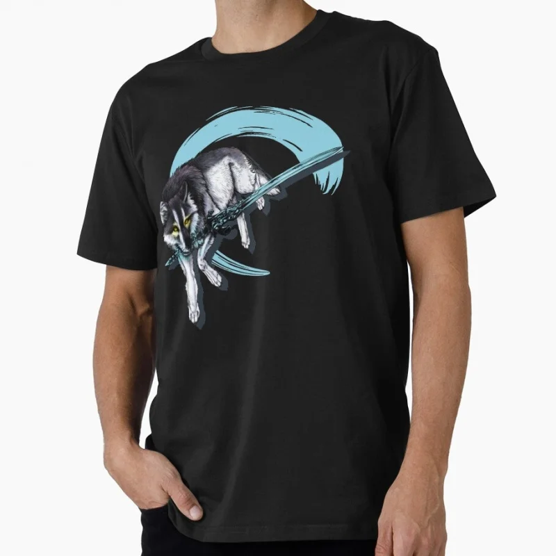 

Great Grey Wolf Sif Knight Gift T-shirt Dark Souls Greatsword warrior Artorias Graphic clothes Retro Game Tee US Size Tops S-6XL