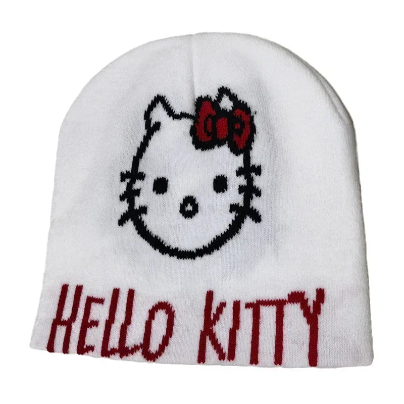 Anime Cartoon Sanrio Hello Kitty Kuromi Melody Warmth Knitted Hats Women Men Outdoor Pullover Hat Winter Ear Protection Beanies