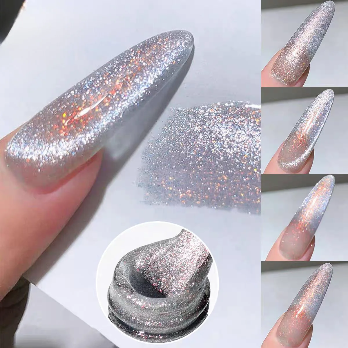 SHAKA 10 ml magnetisches Gel, semi-permanenter Glitzerlack, Nagel-Ar-reflektierendes holografisches UV-LED-Gel, DIY Nagellack-Gel