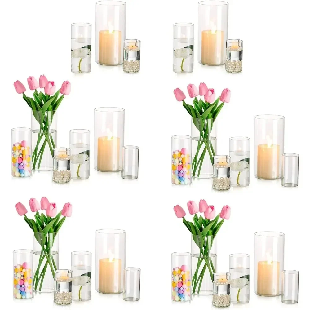 

Vase Glass Hurricane Candle Holder Set of 30 Home Decoration Tall Cylinder Vase for Centerpieces Vases Center of Wedding Tables