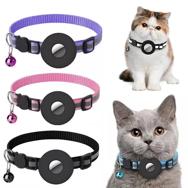 

Cat Dog Kitten Puppy Nylon Collar Reflective Collar Waterproof Holder Case For Airtag Air Tag Airtags Protective Cover