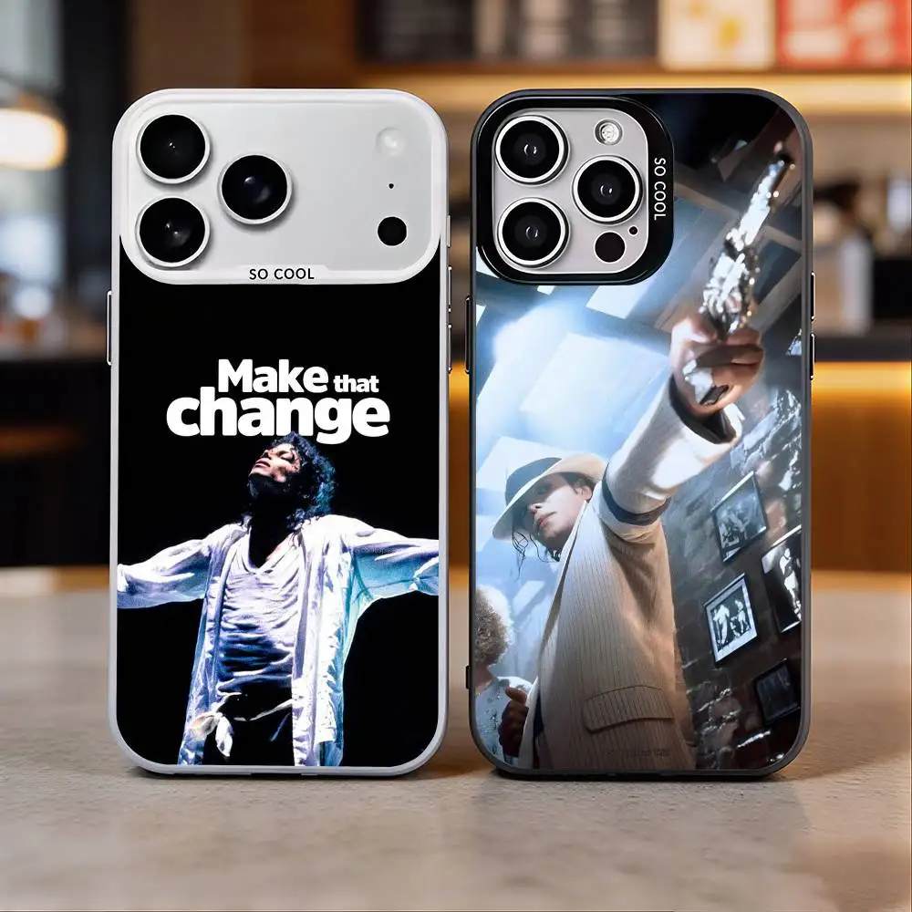 

M-Michael J-Jackson Colorful Silver Back Phone Case For IPhone 17 16 15 14 13 12 11 Plus Pro Max Plus