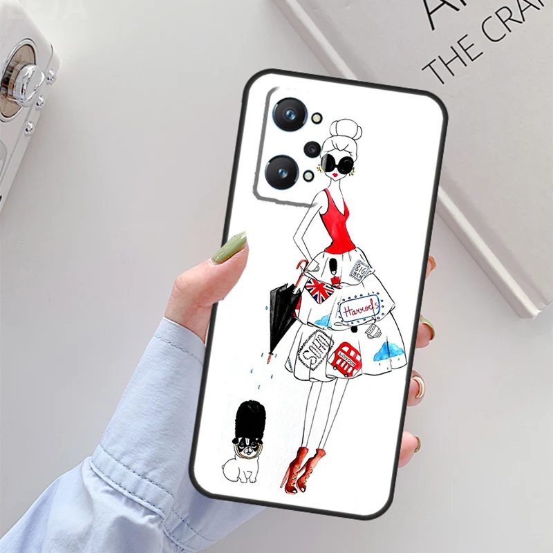 هارودز فتاة التسوق ل Realme C67 C61 C75 C55 C53 C51 C21Y C25S GT 6 6T 5 GT7 Pro 10 11 12 13 14 Pro Plus Case