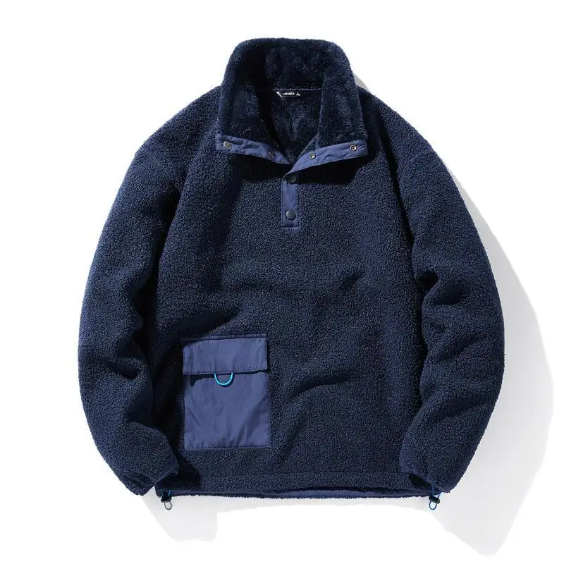 

New Fashion Men Winter Fleece Warm Pullover Jackets Half Cardigan Coats Quality Male Loose Sports Casual Coat Sweatshirts Size 5