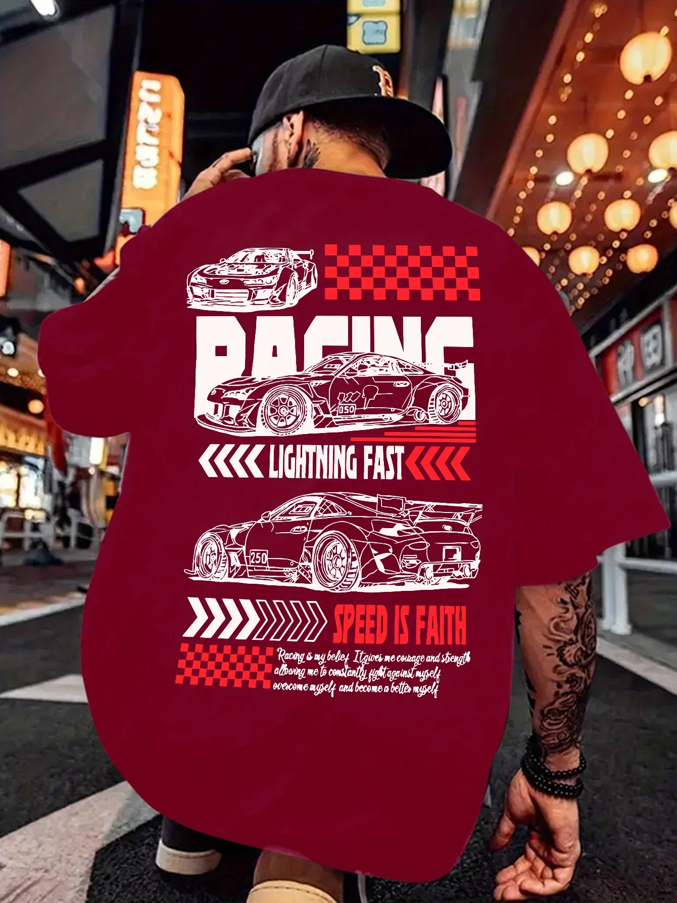 Sommer 2025 Neues Herren-T-Shirt Hip-Hop Lässige Mode Sportwagen-Muster-Druck Herren-Kurzarmshirt – Detail 5