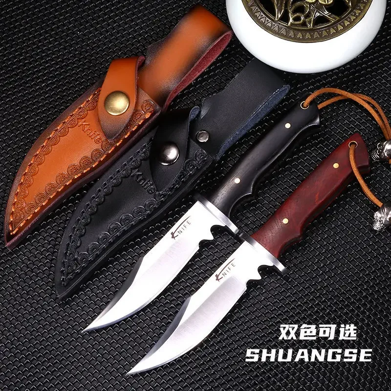 Full Tang Mini Pocket Knife with Leather Sheath Fixed Blade Knives Military Camping EDC Outdoor Survival Bushcraft Hunting Knife