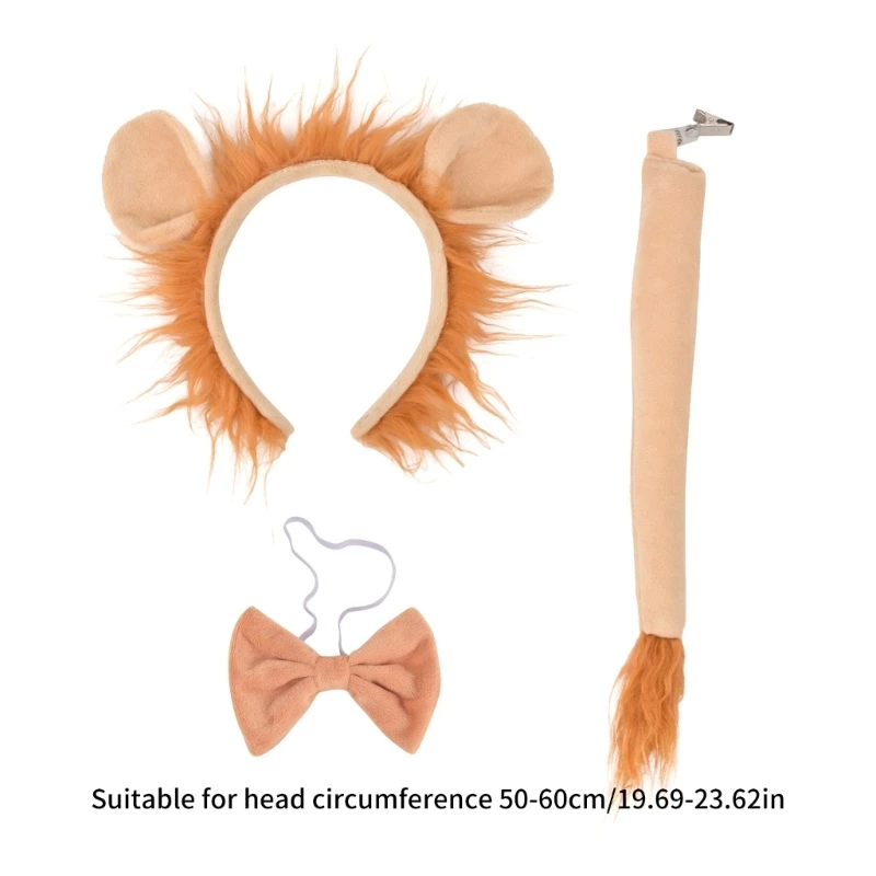 Costume Lion, oreilles queue d'animaux, accessoires déguisement, bandeau, queue, nœud accessoire