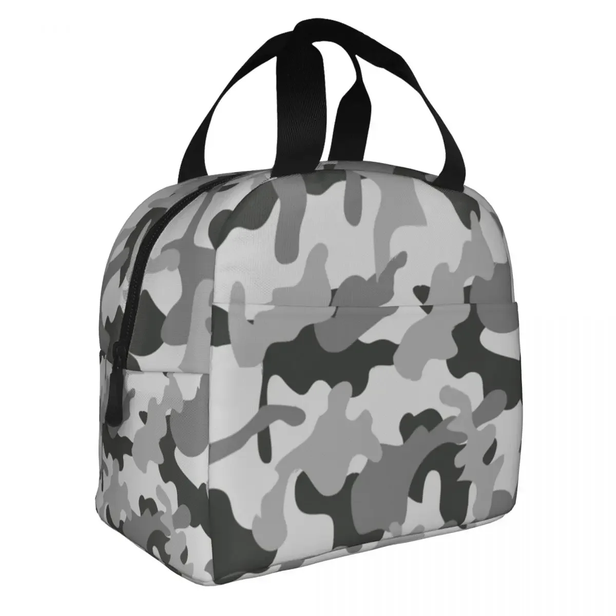 Camouflage Military Grey Pattern Insulated Lunch Bag Cooler Bag Lunch Container Army Camo Large Tote Lunch Box Food Storage Bags