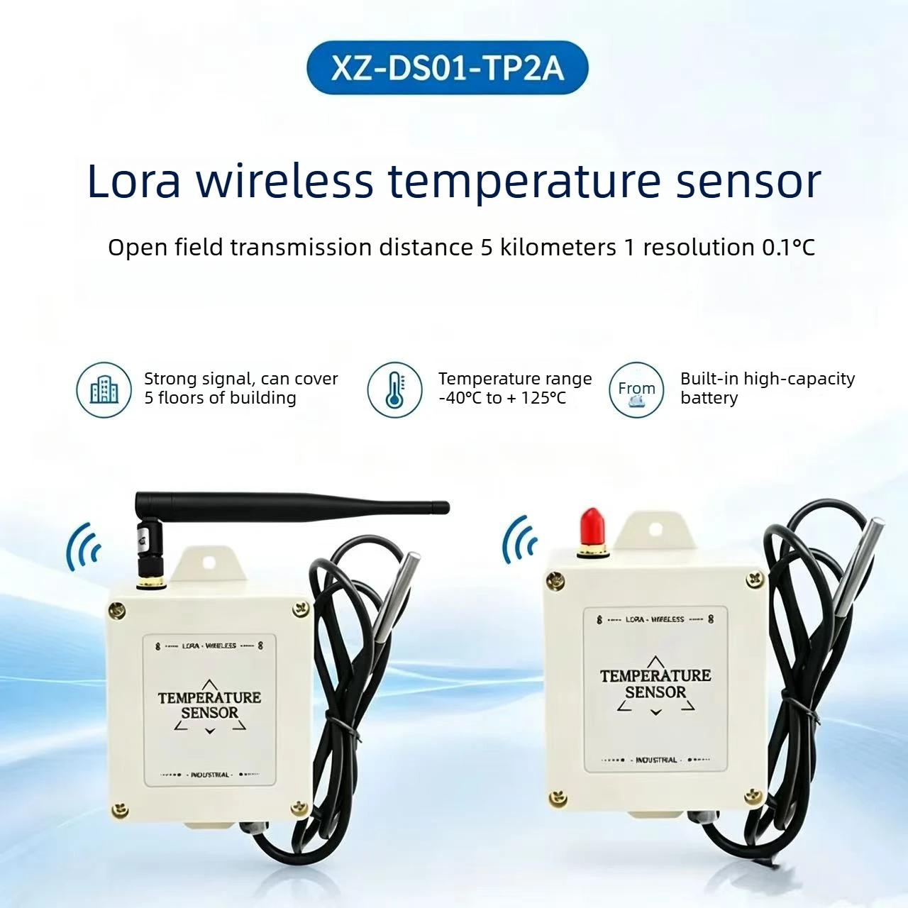 XZ-DS01-TP2A Probe-Type Wireless Temperature Sensor-DS18B20 Compatible Environmental Monitoring for Warehouse Transportation