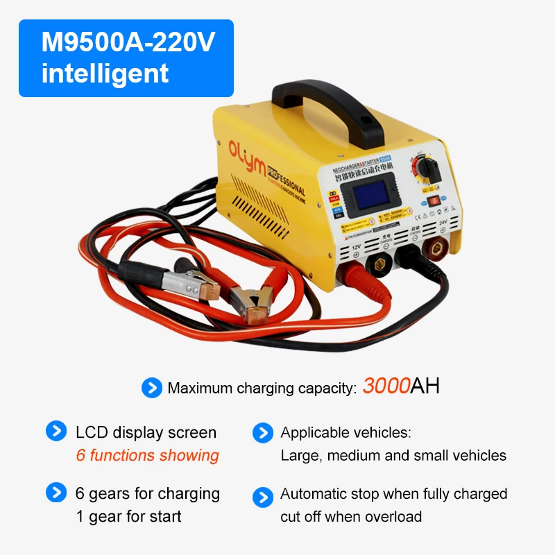 M9500A Manufacturer CE Certificated Jump Starter Charger 12/24V Portable Car Battery Charger And Jump Starter