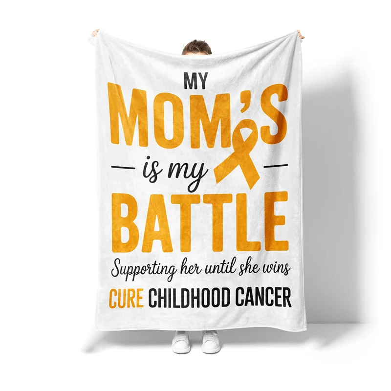 Gaslight Gatekeep Girlboss Childhood Cancer Awareness Throw Blanket Pediatric Warrior Survivor Suppor Soft Fleece Blanket
